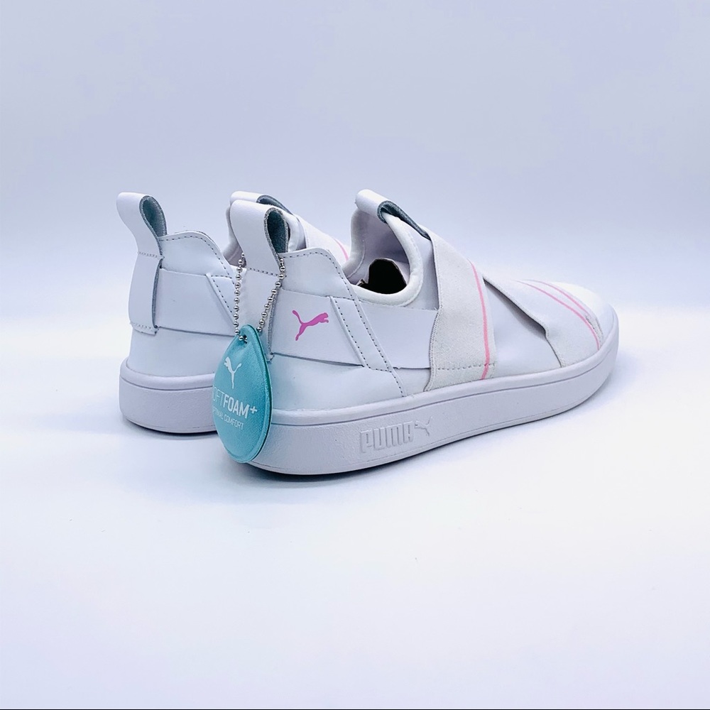 Puma Womens Smash V2 Slip On White-pale Pink Shoes - Picture 6 of 11